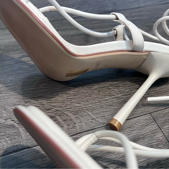 Simmi London Samia Strappy Heels Stilettoes Sandals White Ankle Straps, Size 4 - Picture 3 of 7